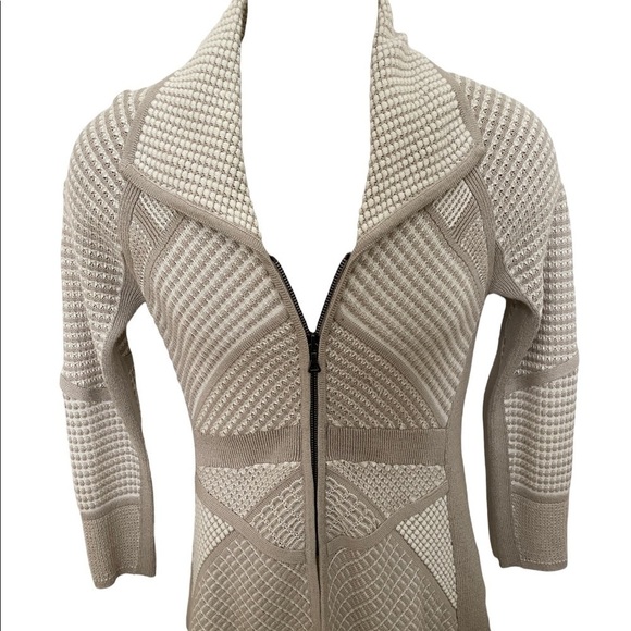 NIC + ZOE Beige & Cream Cardigan Zipper Sweater Women PP Petite - Picture 1 of 5